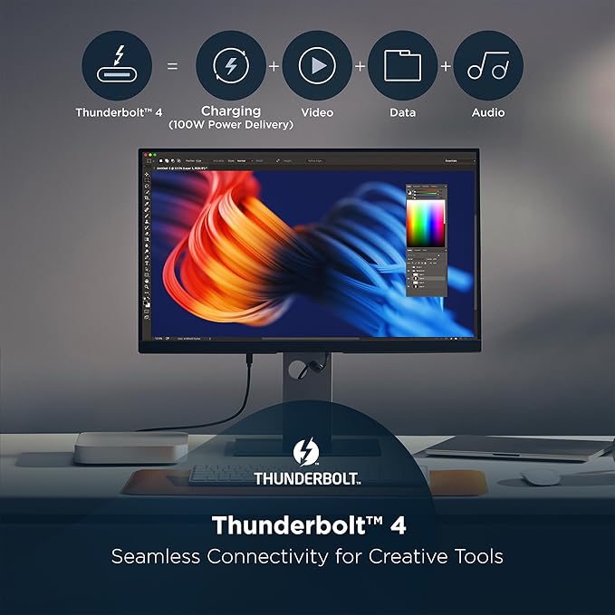 ViewSonic VP2488-4K 24 Inch 4K Mac-Ready Monitor with 100% sRGB 98% DCI-P3 Pantone Validated Advanced Ergonomics Thunderbolt 4 USB Hub HDMI and DP for Home and Office
