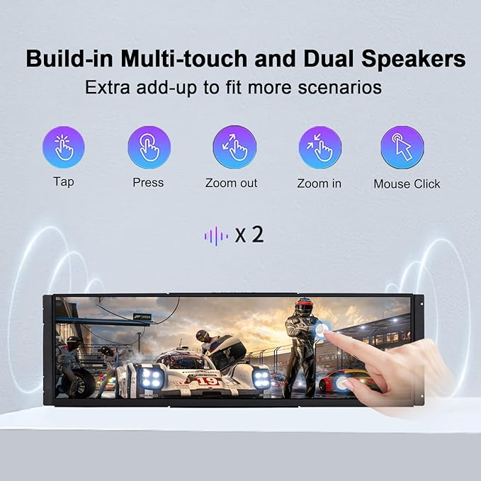 14.5 Inch LCD Touchscreen Monitor for Hyte Y70 2K 2560x720 IPS Display HDMI USB C for Windows Aida64 CPU GPU Temperature Monitoring