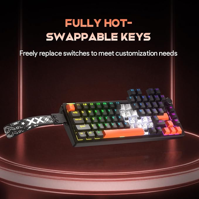 68% Wired Gaming Keyboard with Volume Knob RGB Backlit Mechanical Keyboard Gasket Mount with PBT Keycaps8000 Hz Polling Rate Hall Effect Cream Switches Hot-Swap for FPS Games (Black+Orange)