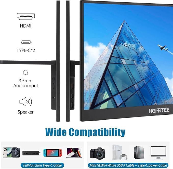 Portable Monitor Touchscreen 14 1920x1200 60Hz USB-C &amp FHD External Display Touch Screen for Laptop/Mac/Gaming/Office VESA Mountable Travel Monitor with Built-in Speakers-LCD Panels