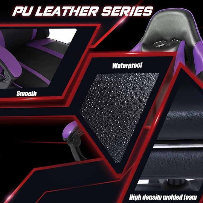 Gaming Chair Computer Chair with Wheels Adjustable Height Pu Leather Gamer Chair Office Desk Chair Ergonomic Video Game Chair for Adults
