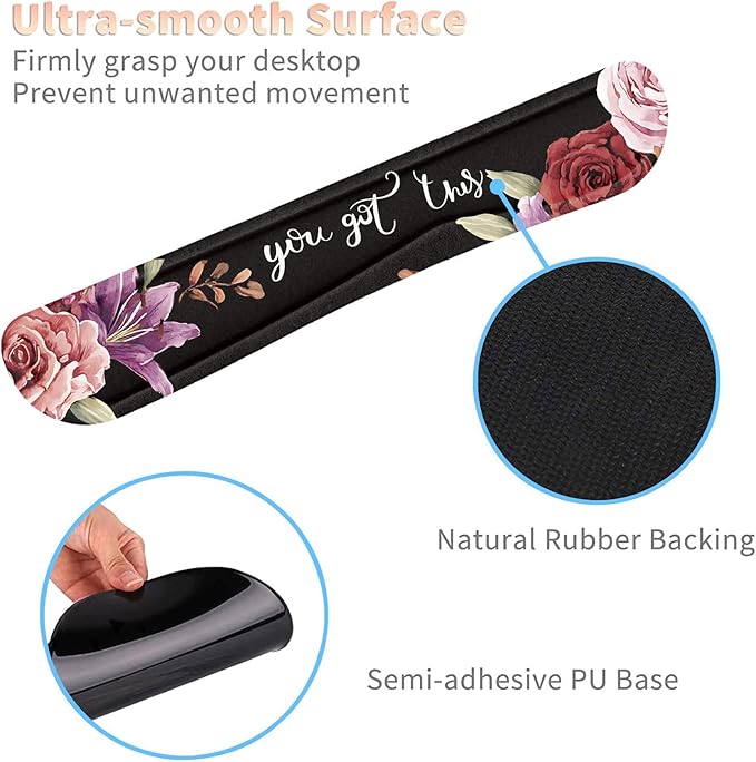 Keyboard Wrist Rest and Mouse Pad Wrist Support Set with CoastersErgonomic Gaming Mousepad for Home Office Working Studying Easy Typing &amp Pain ReliefYou Got This Adorable Peony Flower