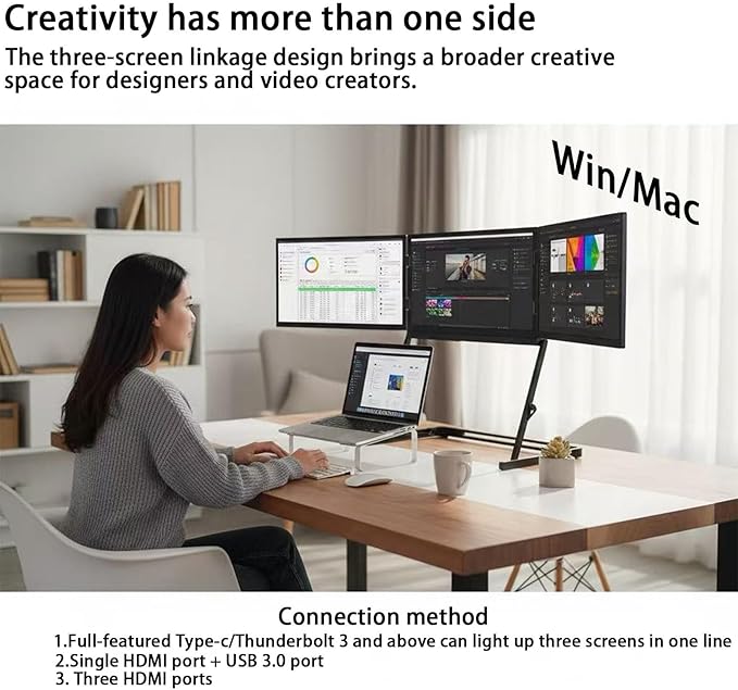 Laptop Dual Monitors Display Extender 15.6-inch Portable Laptop Screen Extender Thin and Light Foldable Design Creating a Mobile Multi-Screen System Perfect for Business Travel