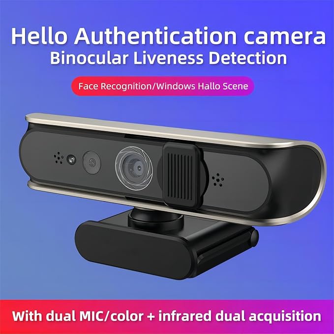 USB Cord WindowsHello Camera with 1080P 2 Lens Technology for Secure Login