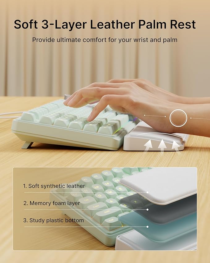 C98 Wired Keyboard and Mouse Combo Wired Computer Keyboards with Wrist Palm Double-Shot Keycaps Silent RGB Backlight Keyboard for Windows/MAC/PC (Green)