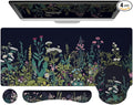 Ovenbird Mouse Pad Set 4-in-1 | Large Gaming Mousepad Keyboard Wrist Rest Mouse Wrist Support Coaster | Ergonomic Office Desk Mat Accessories for Women Men | 4PCS 35.4 x 15.7in Black Floral