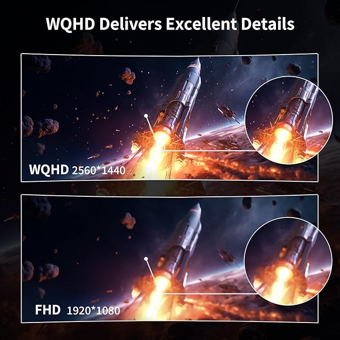 SANSUI 32-Inch Curved Gaming Monitor WQHD 2560 x 1440 180Hz Curved 1500R -Fast VA1ms(OD) HDR 300nits sRGB 125% DCI-P3 95% FreeSync HDMI x2 DP1.4x2(DP Cable Included)
