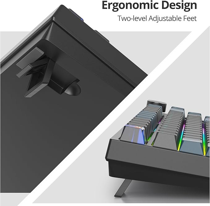 75% Mechanical Gaming Keyboard Hot Swappable RGB Backlit Custom With Knob Gasket Mount USB Wired 82 Keys Black Blue Linear Red Switch (82 Black Blue)