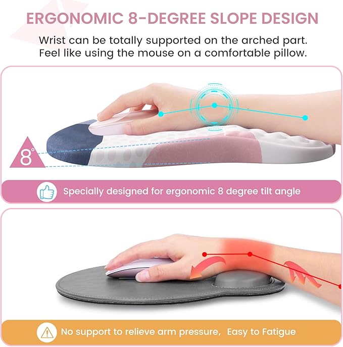 Desk Mat for Keyboard and Mouse Ergonomic Mouse Pad Set Pink Boho Navy