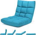 MAT EXPERT 14-Position Floor Chair Floor Gaming Chair w/Resilience Sponge Alloy Steel Frame Padded Bed Couch Recliner Floor Chair with Back Support for Reading Meditating (Peacock Blue)