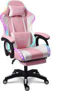 TBQATNTS Video Gaming Chair with Footrest High Back Ergonomic Comfortable Office Computer Desk with Lumbar Support Height Adjustable with PU Leather Recliner for Adults Women MenPinkA
