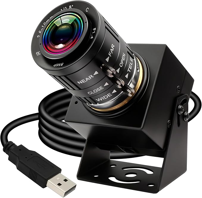 12mp USB Camera Variable Focus Webcam for Computer 1080P 120fps Manual Zoom Lightburn Camera High Speed 3.6-10mm 3X Zoom USB2.0 PC Cam Varifocal USB Security Webcamera for Video Conference