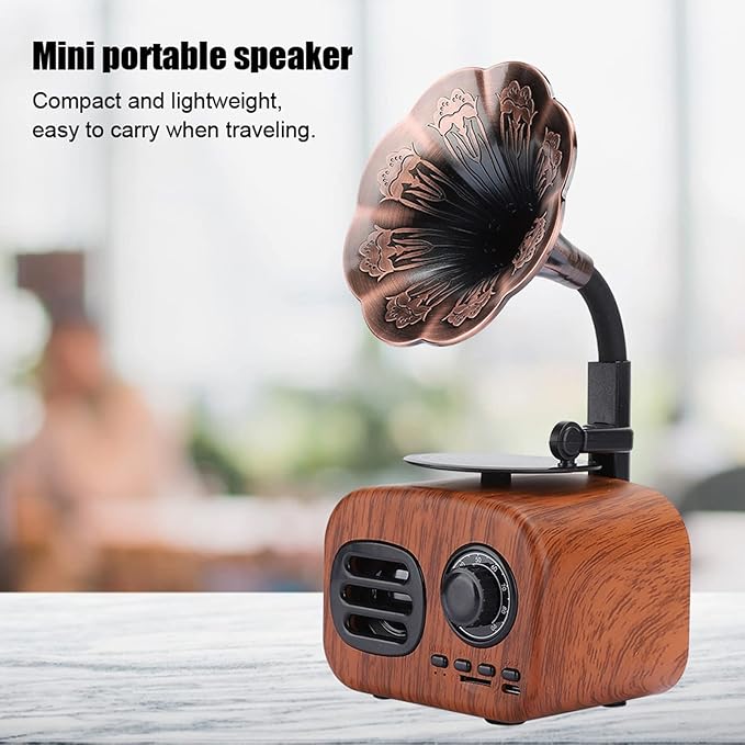 Heayzoki Retro Bluetooth Speaker Portable Walnut Radio Mini Loudspeaker Music Player for Desktop Laptop Walnut