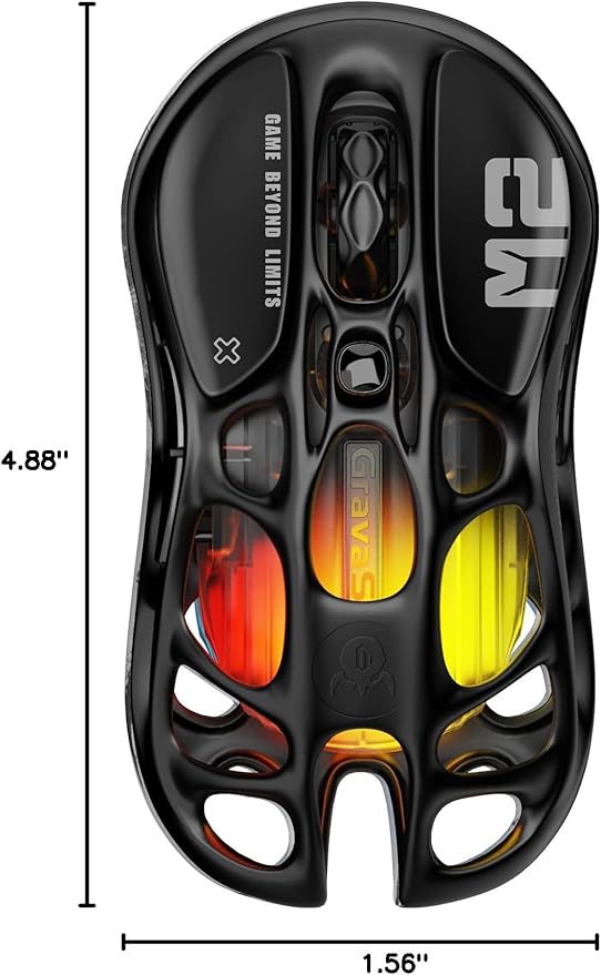 GravaStar Mercury M2 Wireless Gaming Mouse with 26000 DPI PAW3395DM Sensor -79g Lightweight Hollowed-Out Design -5 Programmable Buttons -5 Dynamic Lightsync RGB