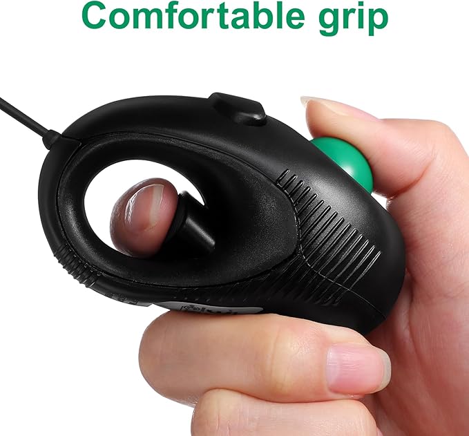 Mobestech Portable Mini 4D Trackball Mouse USB Wired Handheld Ergonomic Mouse with Thumb-Controlled Scroll for Laptop Desktop Office Use