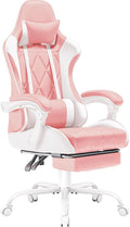 Homall Gaming Chair Computer Chair with Footrest and Massage Lumbar Support Ergonomic High Back Video Game Chair with Swivel Seat and Headrest (Pink)