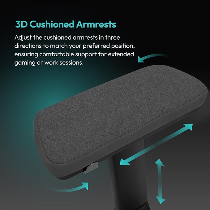 ThunderX3 CORE Smart LOFT Gaming Chair Dark Grey – Ergonomic Office Chair Automatic Lumbar Support Synchronised Mechanism 3D Armrests Fabric Cover for Users up to 125kg 155-190cm