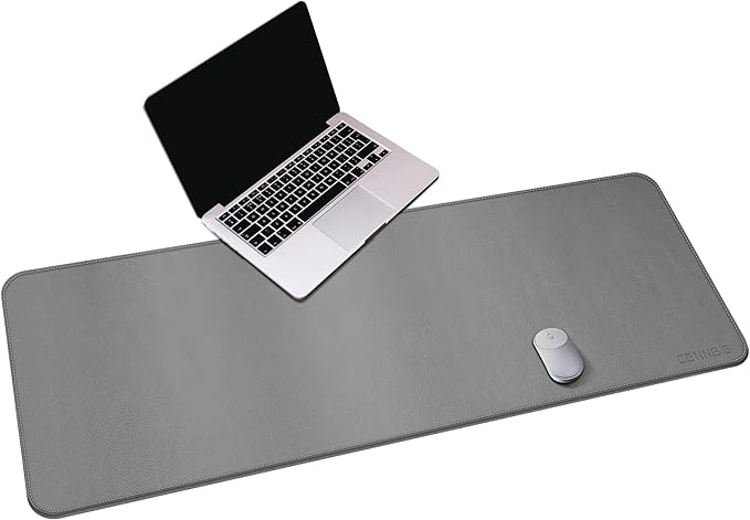 CENNBIE Leather Desk Mat 55''x19.6'' Extra Large Desk Pad Blotter Protector Extended Non-Slip Mouse Pad Waterproof PU Leather Desk Mat on top of desks Large for Office and Home (Grey)