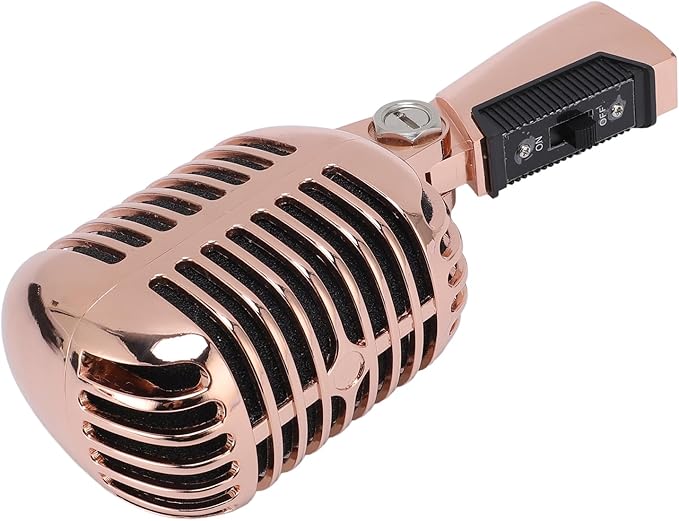 Zunate Dynamic Microphone Cardioid Pickup with Adjustable Swing Mount Zinc Alloy Shell Shock Mount Structure BuiltIn Soundproof Housing for Stage Performance KTV Studio Recording (Rose Gold)