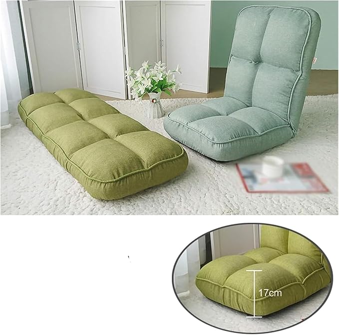 ELEFOCUS Folding Sofa Chair Folding Floor Chair Foldable Computer Chair Easy to Remove and Wash for Bedroom Living Room(Green)