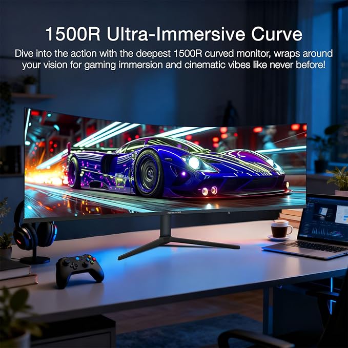 49 inch Curved Ultrawide Monitor with Remote 120Hz WDQHD(5120 x 1440p) 5K Gaming Monitor R1500 HDR 3000:1 Contrast sRGB 125% USB-C FreeSync PIP/PBP Built-in Speaker HDMI 2.1 &amp DP 1.4