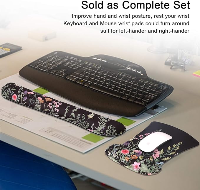 iCasso Large Gaming Mouse Pad with Wrist Rest Set XXL Desk Mat and Keyboard Wrist Rest Set with Ergonomic Design for Home Office