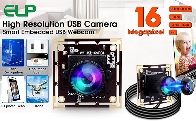 16MP USB Fisheye Camera Wide Angle PC Camera for Computer Raspberry Pi Mini UVC USB2.0 Webcam Board IMX298 USB Security Camera Module 3496p Lightburn Camera for Laptop(170degree Fisheye Lens)