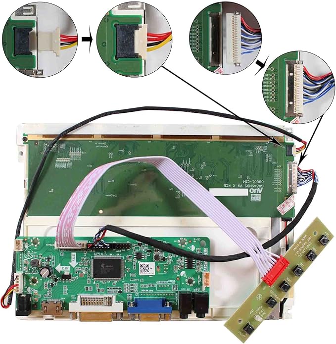 VGA DVI Audio Audio Video Board and 8.4 inch G084SN05 V9 450nit 800x600 4:3 TFT LCD Display Wall-Mounted