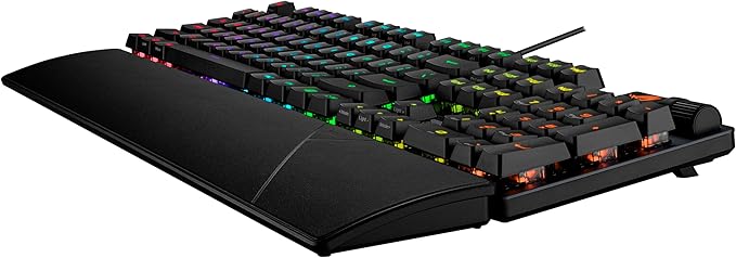 ASUS ROG Strix Scope II Gaming Keyboard pre-lubed ROG RX Red Linear Optical switches Sound-dampening Foam PBT doubleshot keycaps Streaming hotkeys Multi-Function Controls Wrist Rest
