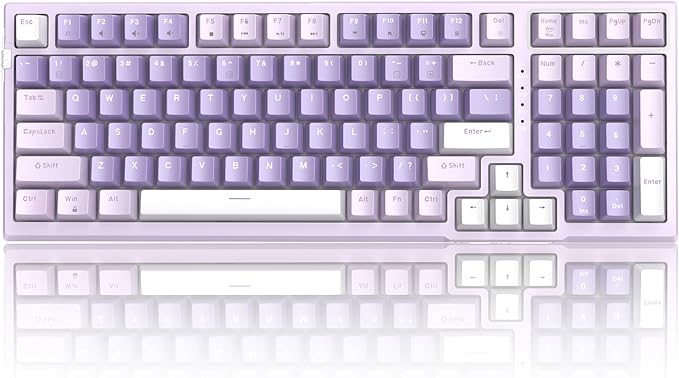 MageGee SKY98 Mechanical Gaming Keyboard 96% Gasket Hot Swappable Wired Custom Creamy Keyboard with 5-Layer Sound Dampening RGB Backlit NKRO for Win/Mac (Violet Violet Switch)