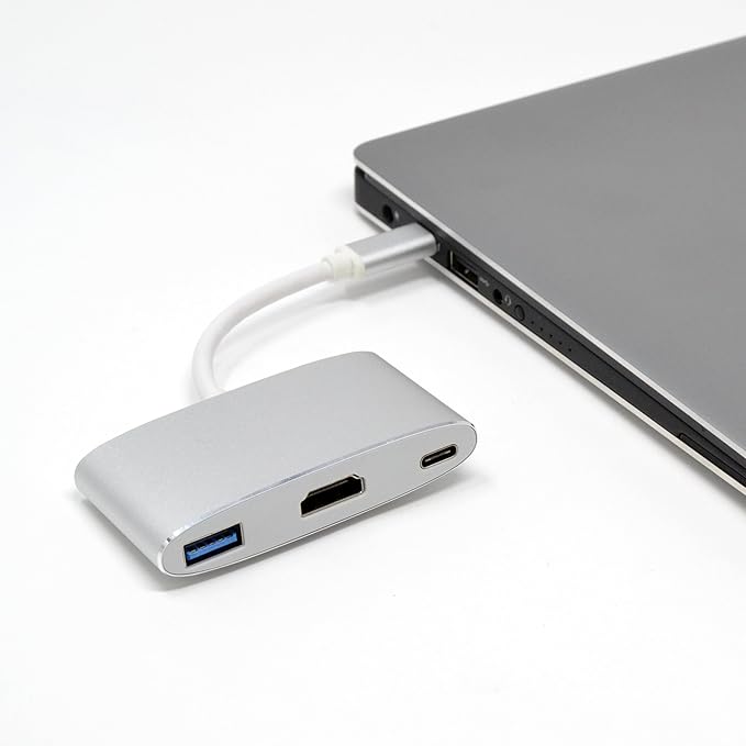 Best USB Type C Hub Adapter 3-in-1 4K HDMI USB C 3.1 Fast Charging Port for MacBook Chromebook Pixel