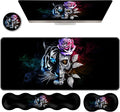 Ergonomic Keyboard Wrist Rest &amp Mouse Pad Wrist Rest SetXL Gaming Desk Mat 31.5x 11.8Non-Slip BaseMemory FoamEasy Typing Pain Relief for Office &amp HomeTiger Skull Dual Face