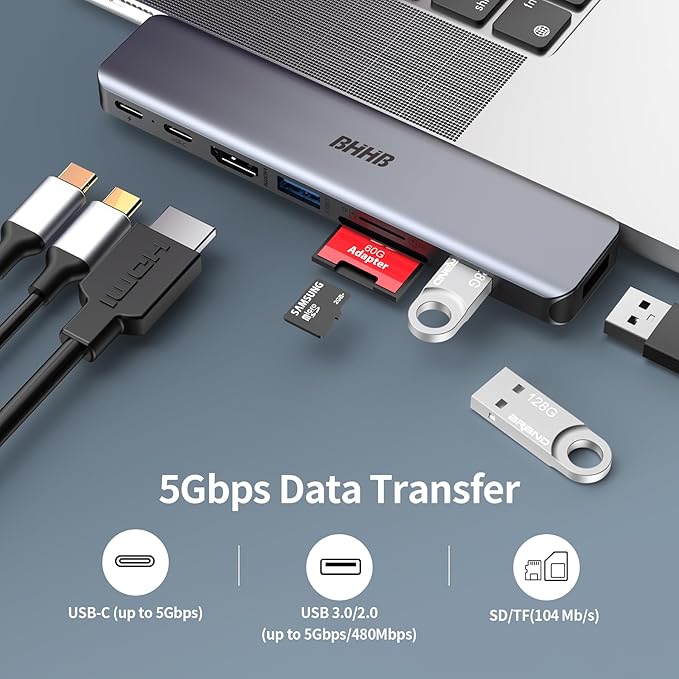 M81 USB C Hub Adapter for MacBook Pro Air Docking Station 8-in-2 for Mac Book Accessories Dongle 4K@30Hz HDMI Thunderbolt 4/3 USB 3.0 SD/TF USBC Dock Multiport Adapter for Mac M5 M4 M3 M2 M1