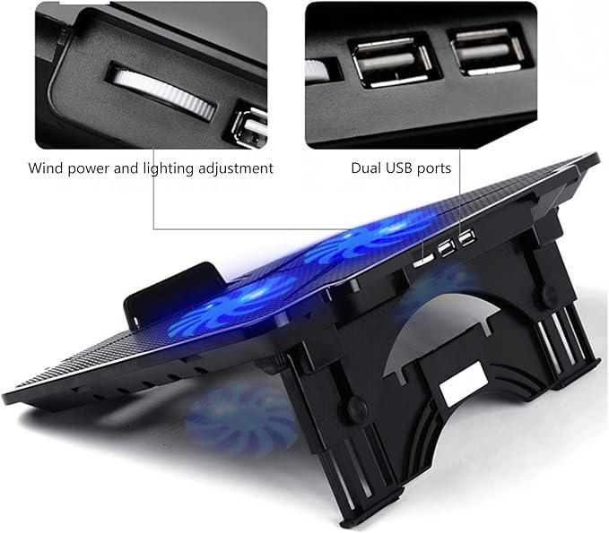 Laptop Cooling Pad Laptop Coolers for Notebook Gaming Fan Stable Stand Adjustable Gaming Laptop Coolers with 2 USB Port
