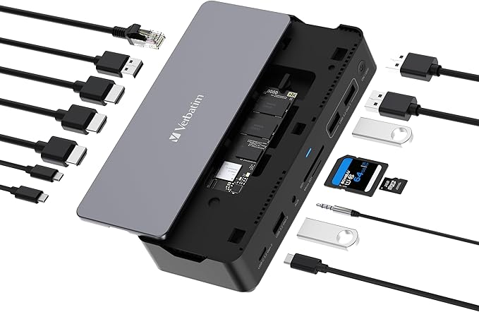 Verbatim USB-C ™Pro Docking Station 15-in-1 - SSD Enclosure Black 32173