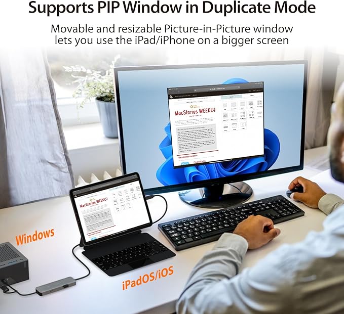 j5create iPad/iPhone to Windows Collaboration Sharing Hub Use iPad as a Second Display for Windows Laptop Transfer Files Between iPhone and Win PC Wormhole Switch CrossLink (JCH422)