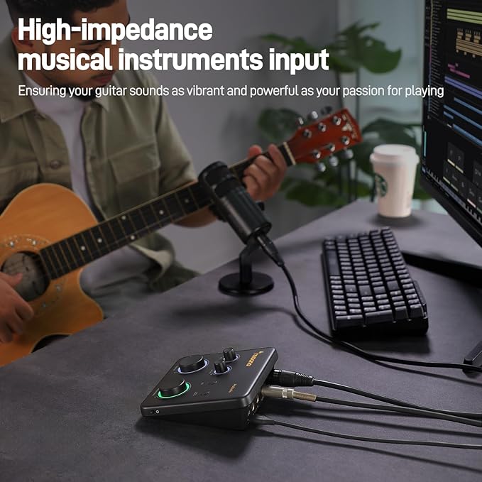 MAONO USB Audio Interface for PC &amp XLR Dynamic Microphone&amp Studio Headphone: Interface with XLR Input 24-bit/192kHz Routing Software Loopback for Recording Music Guitar Podcast Streaming