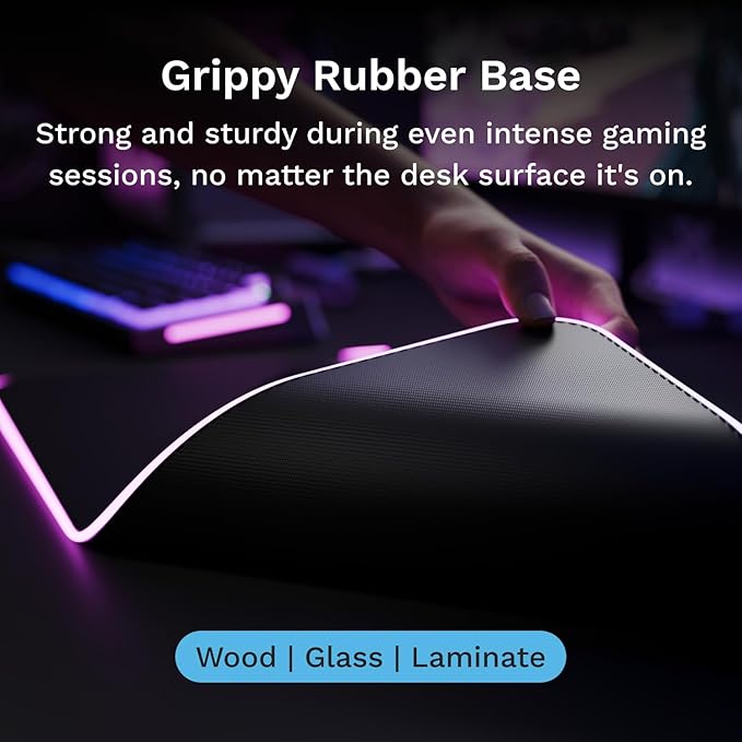 GLORIOUS Gaming Mouse Pad GMP 2 GLED - XL - 2-Zone RGB Lighting InfiniGlow RGB Stitchless Edge Premium Cloth Surface Grippy Rubber Base Optimised for Gaming - 18 x 14 x 0.1 - Large Desk Mat