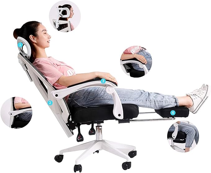Home Ergonomic Office Chair High Back Adjustable Swivel Video Game Chair Computer Chair with Headrest and Breathable Skin-Friendly Mesh Ergonomic for Adults and