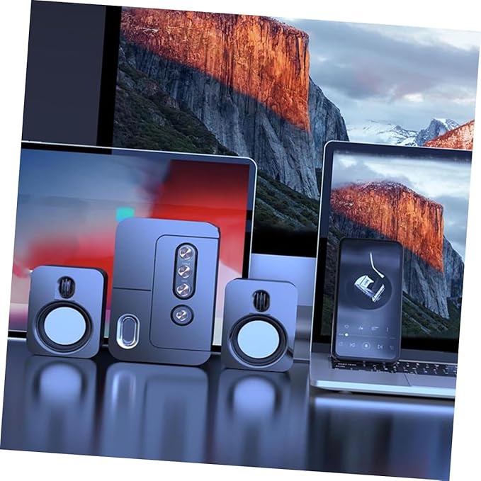 USB Laptop Computer Desktop Speaker with 3D Surround Sound and Deep Bass Portable USB-Powered Music Speaker for Home and Office Use Black