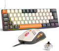 RK-T60 Wired 60% TKL Mechanical Gaming Keyboard Led Rainbow Backlight Ultra-Compact NKRO Linear Red Switch ABS Keycap RGB Honeycomb Mice Coiled Aviator Cable for Windows Laptop PS4/PC/WIN Gamer
