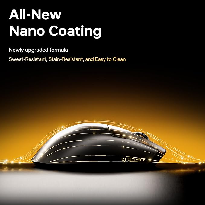 ATK Blazing Sky X1 V2 Wireless Gaming Mouse 54g Lightweight PAW3950Ultra Sensor Nordic 54L15 MCU Optical Switches New GEM 8K Dongle Dual-Mode 2.4G/Wired (Ultimate Metallic Silver)