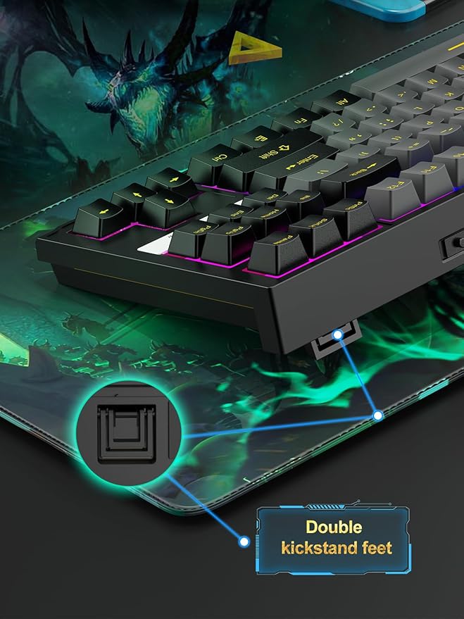 NPET CR87 RGB Gaming Keyboard &amp Mouse Combo - 87 Key Hot-Swappable Mechanical Linear Red Switches (45g) 7200DPI Mouse Anti-Ghosting Plug &amp Play for PC/Mac/Xbox (Black Grey)