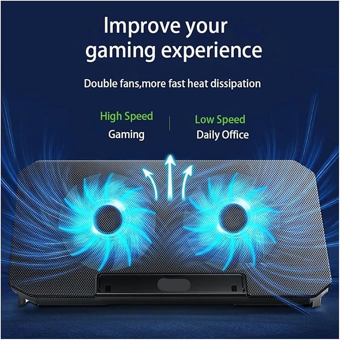 Gaming Laptop Cooler Large Size for 12-16 Inch Notebook Two USB Laptop Cooling Pads Wind Speed Adjustable Silent Laptop Stand(13inch)