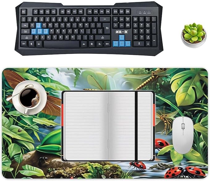 Green Frog Desk Mat Desk Pad Large Mouse Pad Anti-Slip Big Mousepad with Stitched Edges Computer Mouse Pads for Gaming Home Office Work 16x30