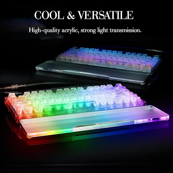 SELORSS Acrylic Keyboard Wrist Rest -80% TKL Mechanical Keyboard- CNC Aluminum Alloy Customized Logo Desk Wrist Support for Computer KeyboardAnti-Slip BaseWrist Pad for Office &amp HomeSilver