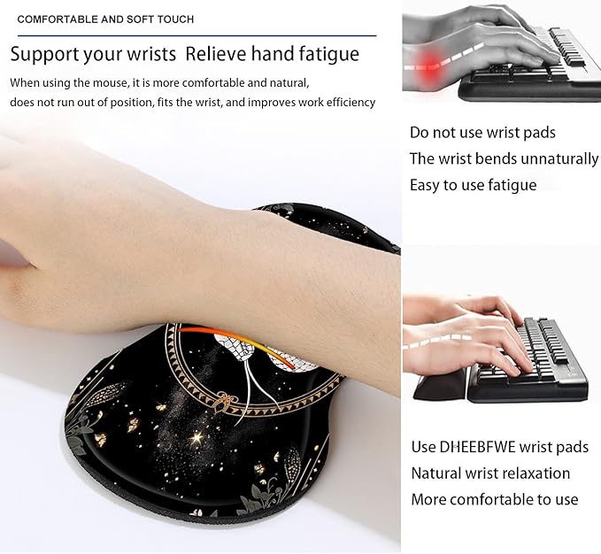 Keyboard Mouse Pad SetLarge Desk Pad+Keyboard Wrist Rest+Mouse Pad Wrist Support+CoasterEasy Typing Pain Relief Non-Slip Mousepad Wrist Support Mousepad Set Home OfficeBoho Snake Witch