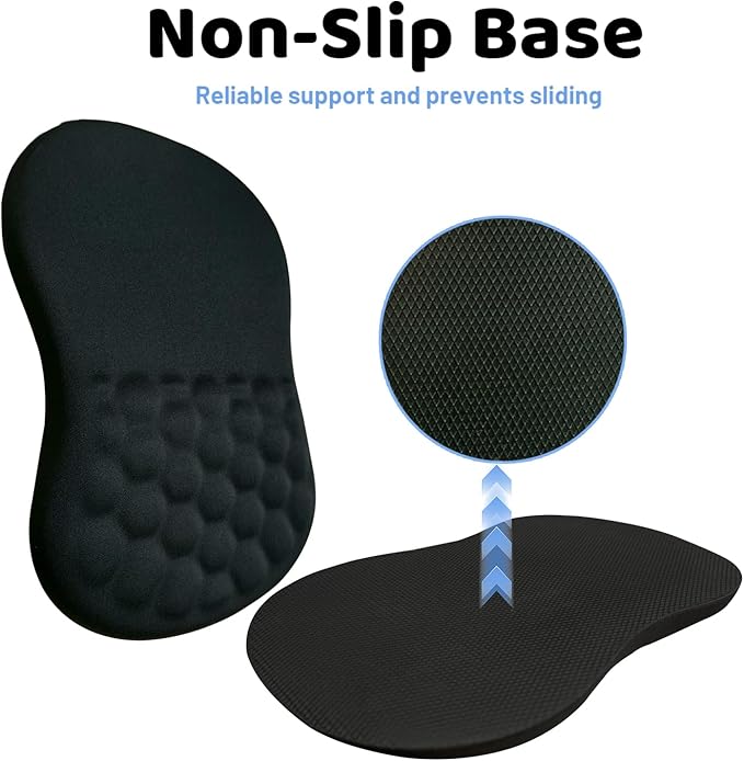 Ergonomic Mouse Pad Wrist SupportMemory Foam Wrist Rest Mousepad for Relieve Wrist Fatigue12x8inch Comfortable Massage Design Mouse MatOffice&ampGame Mouse Pad for LaptopComputerBlack