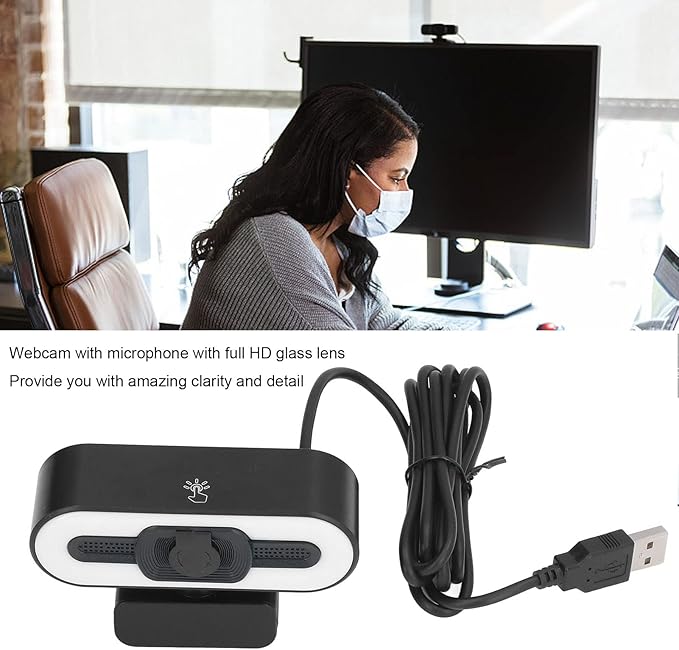 Web Camera 1080P HD with Auto Focusing Noise Reduction Easy Installation for Desktop and Laptop - Full HD Clarity Plug and Play Ideal for Video Conferencing and Webinars