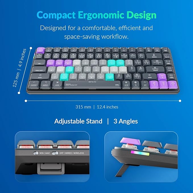 JCPAL Adobe Premiere Pro Keyboard • Dash Wireless Shortcut Keyboard for Mac and PC • Shortcut Hotkeys Color-Coded Key Guide Fully Customizable Compact Low-Profile Design
